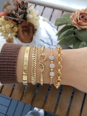 Jackferrero Kadın Altın Kaplama Bileklik 5 Li  Set