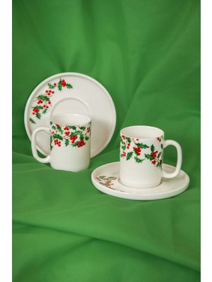 Bursa Porselen Dekor Holly Iki Kişilik Kahve Fincan Takımı
