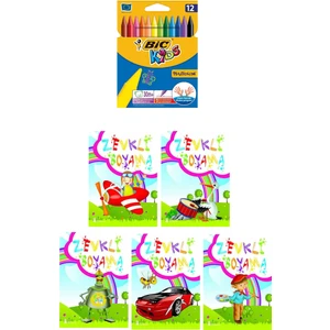 3-6 Yaş Zevkli Boyama 5 Li Kitapları+Silinebilir 12LI Pastel Boya