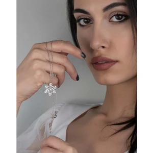 Else Silver 925 Ayar Gümüş Baget Taşlı Kar Tanesi Kolye