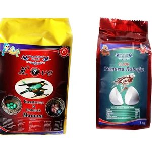 Beautiful Food Muhabbet Kuşları ve Tropikal  Kuşlar Için Kızıştırma & Dölülük Maması 1 Kg+Yumurta Kabuğu 1 kg