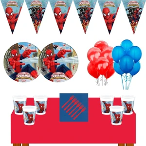 Parti Furyası Örümcek Adam Doğum Günü Konsepti 16 Kişilik Spiderman Doğum Günü Seti Ekonomik