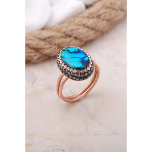 Sümer Telkari Okyanus Sedefi Taşlı Rose Gümüş Yüzük 3466