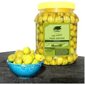 Taş Kırma Tuzsuz Yeşil Zeytin, Acı Suyunda, Net 1.2 kg