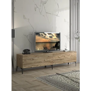 Wood'n Love Vega Premium 200 cm Geniş Dolaplı Metal Ayaklı Tv Ünitesi - Atlantik Çam / Siyah