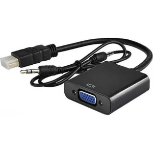 Ata Elektronik Monitor Çevirici Hd Hdmı To VGA Wga Adaptör Ses Destekli + Aux Dönüştürücü Kablosu