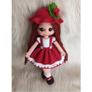 Oyuncak Park Şapkalı Kiraz Bebek Amigurumi Organik Oyuncak
