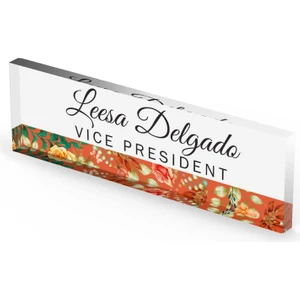 Hediye Marketi17 Kapılar Için Akrilik Cam Üzerine Çiçek Şeritli Kapı Isim Plakası Ofis Dekoru