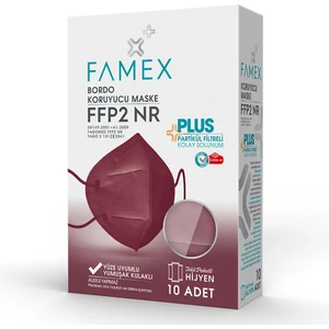 N95 Ffp2 Koruyucu Maske Bordo Renk 10 Adet Tekli Paket Duck Modeli