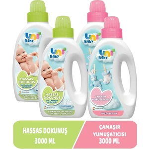 Uni Baby Çamaşır Deterjanı Sensitive 1500ML+YUMUŞATICI 1500ML Hassas/hipoalerjenik Karma -4 Lü Set