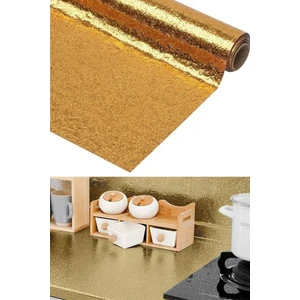 10 Metre Mutfak Tezgah Üstü Sticker Folyo Gold Renk 10 Metre Kendinden Yapışkanlı Silinebilir Folyo