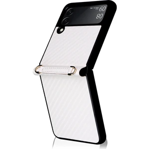 Samsung Galaxy Z Flip3 5g Için Karbon Fiber Doku Kılıf Beyaz