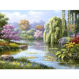 Womb Hobby Söğüt Ağacı Sayılarla Boyama SETI40X50 cm Tuval Şasesine Gerili