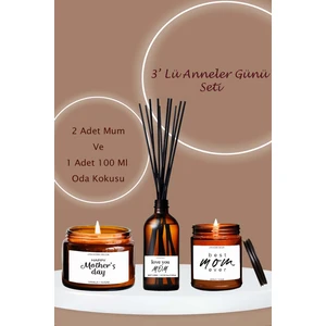 Lyn Home & Decor 3 Lü Anneler Günü Koku Mum Seti Amber