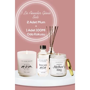 Lyn Home & Decor 3 Lü Anneler Günü Koku Mum Seti Beyaz