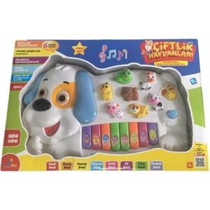Can Ali Toys Türkçe Sesli Eğitici Köpek Figürlü Çiftlik Hayvaları Müzikli Piyano Karışık Renkler