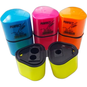 Perfect Grip Auto Iki Bölmeli 3 Girişli Üçgen Kalemtıraş 1 Adet Sarı Renkli