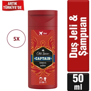 Old Spice Duş Jeli & Şampuan Captain 50 ml 5 Adet