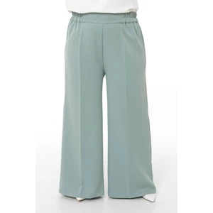 Disentis Modest Büyük Beden Beli Yanlardan ve Arkadan Lastikli Bol Paça Double Mint Yeşili Pantolon