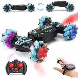 Eagle Stone Rc Dublör Araba, 4WD 2.4ghz Erkek Kız 8-12 Için Hareket Sensörlü Uzaktan Kumandalı Araba, Işıklı Sprey 360 ° Flipsli Canavar Kamyon, Çift Taraflı Dönen Yol Aracı