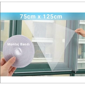 Pencere Sinekliği Tül Perde Cırt Bantlı Kolay Kurulum Sineklik 75X125 cm Tek Kanat (1 Adet)