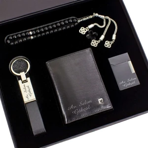 Pierre Cardin Isme Özel Premium Pierre Cardin Cüzdan Çakmak Anahtarlık ve Tesbih Seti Siyah​