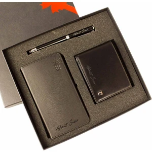 Pierre Cardin Kişiye Özel Pierre Cardin Deri Cüzdan Kalem ve Defter Seti P075