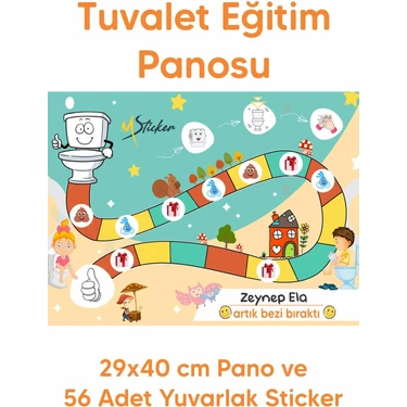 Msticker Eğlenceli ve Eğitici Tuvalet Eğitimi Sticker Panosu 29 x 42