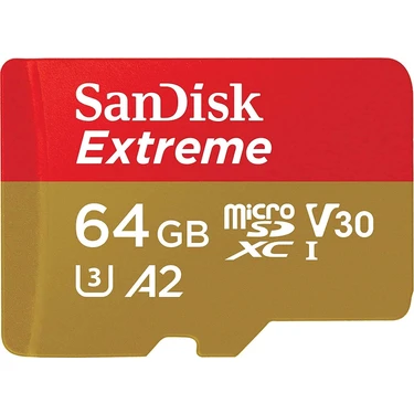 SanDisk Extreme 64GB 160MB/s A2 C10 V30 UHS-I U3 microSD Hafıza Kartı