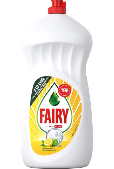 Fairy 1500 ml Ultra Hızlı 3'lü Etki Sıvı Bulaşık Deterjanı Limon ve Misket Limonu Kokulu