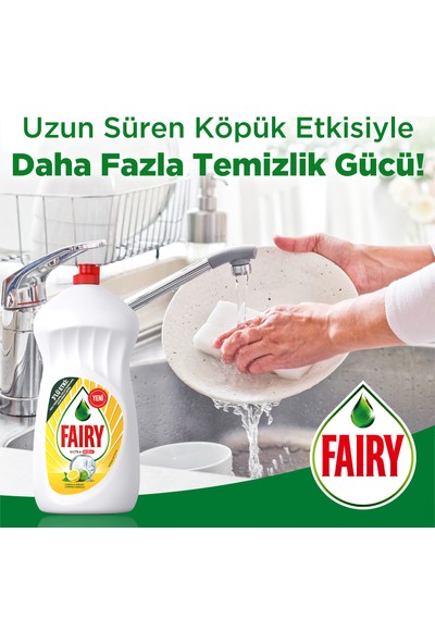 Fairy 1500 ml Ultra Hızlı 3'lü Etki Sıvı Bulaşık Deterjanı Limon ve Misket Limonu Kokulu
