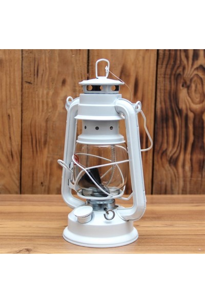 Doop Gemici Feneri Gaz Lambası Küçük Boy - 18 Cm - Beyaz - Dekoratif - Kamp -