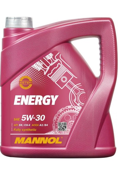 Mannol Energy Sae 5W-30 Api Sn/Ch-4 Ace A3/B3 4 Litre Motor Yağı (Üretim Yılı:2022)