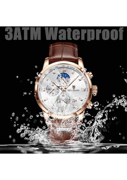 Lıge Men Leather Waterproof Sports Quartz Watch-2(Yurt Dışından)