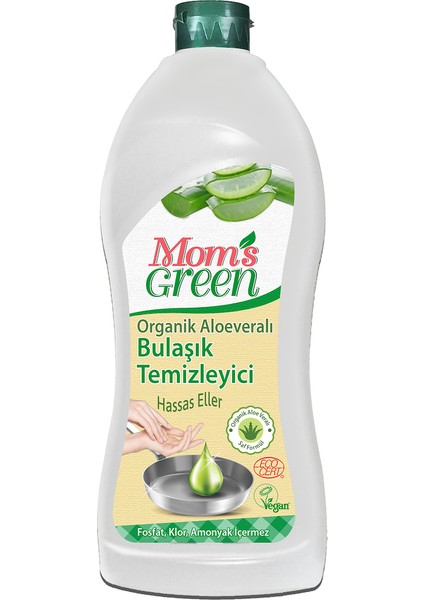 Mom's Green Organik Aloe veralı Bitkisel Elde Bulaşık Yıkama Deterjanı 750 ml - Hassas Eller