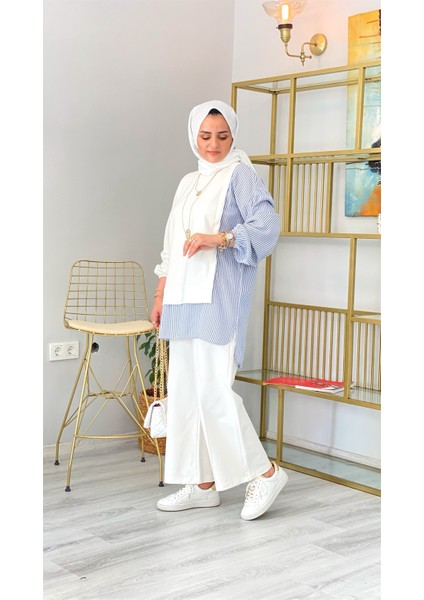 Asel Line Keten Takım Ekru