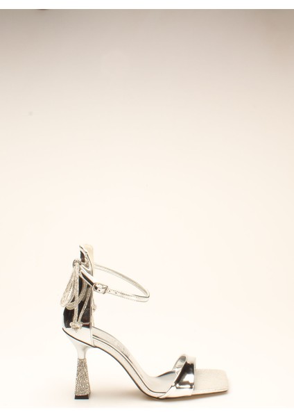 Gümüş Ayna Taşlı Kadın Topuklu modelleri