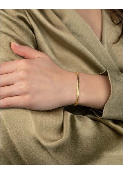 925 Ayar Gümüş Ezme Yılan Zincir Bileklik