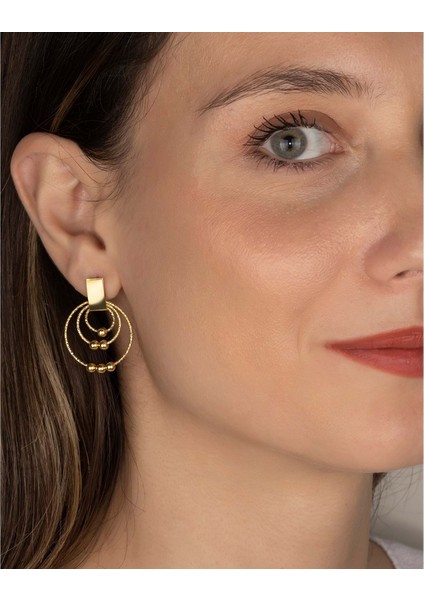 Modern Tasarımlı Gümüş Dorika Halka Küpe