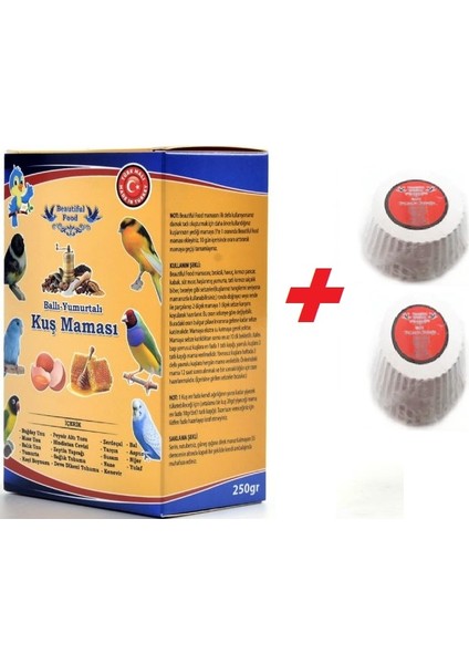 Kuş Maması Ballı Yumurtalı Kuş Maması 250 gr Muhabbet ve Kanarya Kuşları Için Mama + Gaga Taşı fiyatları