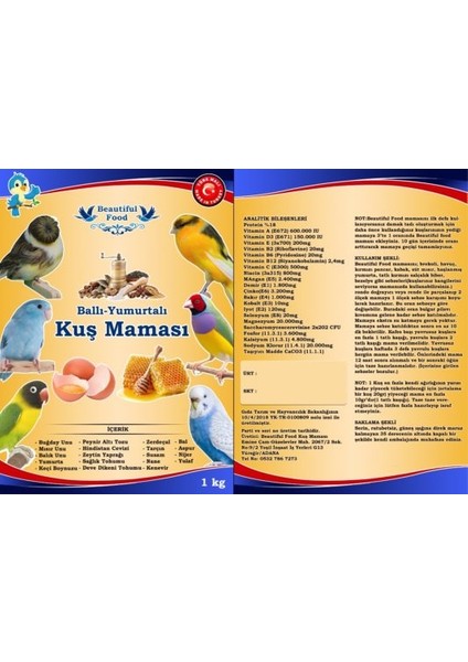 Kuş Maması Ballı Yumurtalı Kuş Maması 250 gr Muhabbet ve Kanarya Kuşları Için Mama + Gaga Taşı modelleri