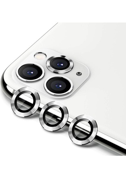 Apple Apple iPhone 12PRO Metal Çerçeveli (Beyaz) Kamera Koruma Lensi