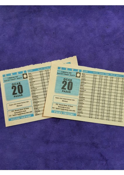 20 Ocak 2008 Takvim Yaprağı - Nostaljik Koleksiyonluk Takvim Yaprağı A modelleri