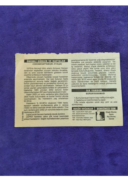 25 Ocak 2008 Takvim Yaprağı - Nostaljik Koleksiyonluk Takvim Yaprağı A