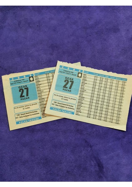 27 Ocak 2008 Takvim Yaprağı - Nostaljik Koleksiyonluk Takvim Yaprağı A modelleri