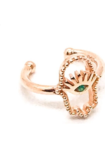 925 Ayar Gümüş Hz. Fatma Ana Eli Earcuff Küpe