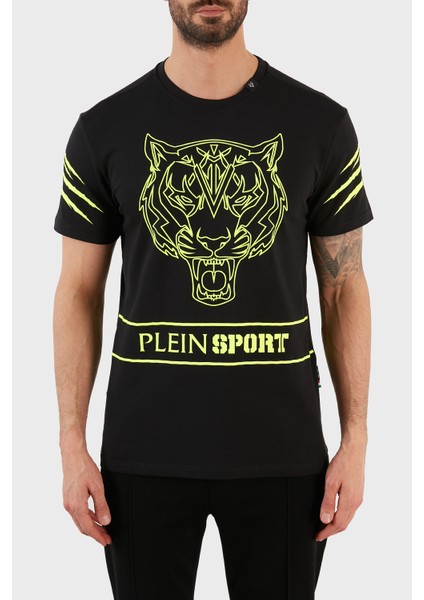 Logolu Bisiklet Yaka Pamuklu Erkek T-Shirt TIPS102IT99