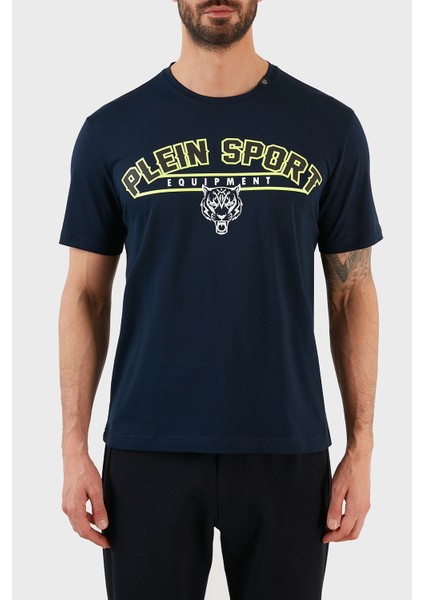 Plein Sport Logolu Bisiklet Yaka Pamuk Erkek T-Shirt TIPS114TN85