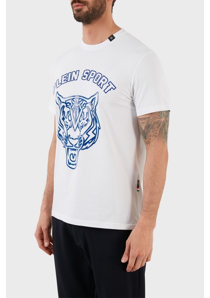 Logolu Bisiklet Yaka Pamuklu Erkek T-Shirt TIPS113IT01