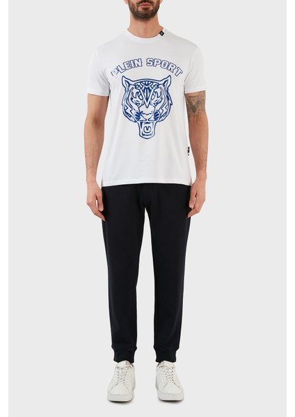 Logolu Bisiklet Yaka Pamuklu Erkek T-Shirt TIPS113IT01